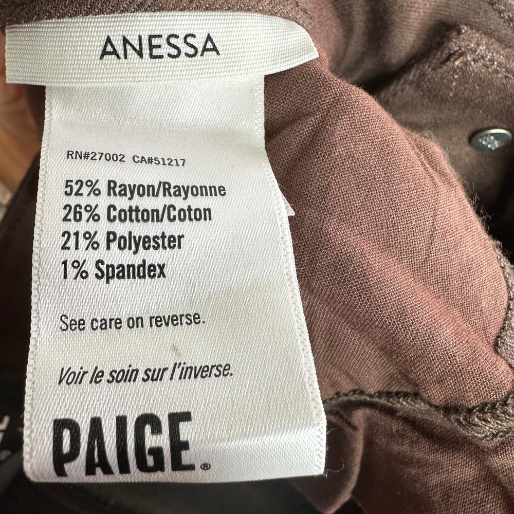 PAIGE Anessa Coated Wide Leg Ankle Jeans Chicory Coffee Brown High Rise Size 30 - Picture 5 of 9